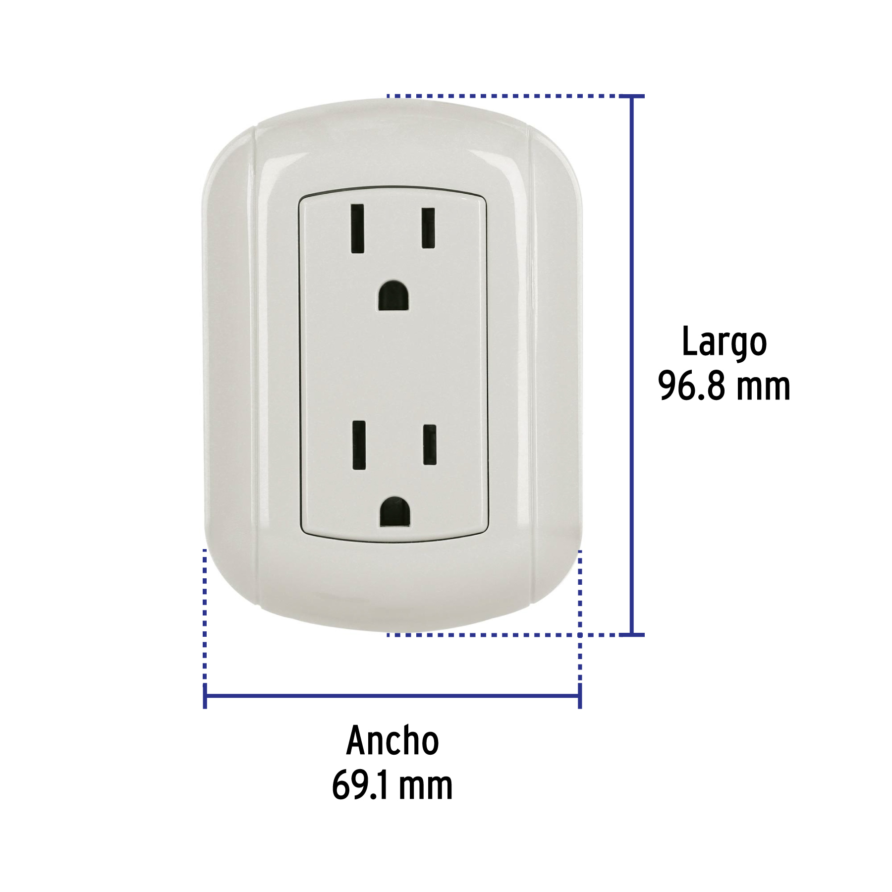 Contacto de sobreponer duplex 2 polos tierra