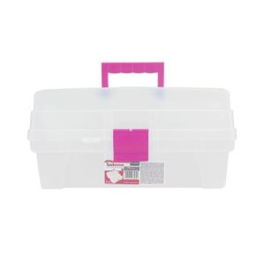 Caja Multiusos Cosmetiquera 14" 35cm Trasparente Rosa