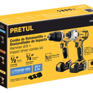 Combo rotomartillo y destornillador de impacto Inalambricos 20V Pretul