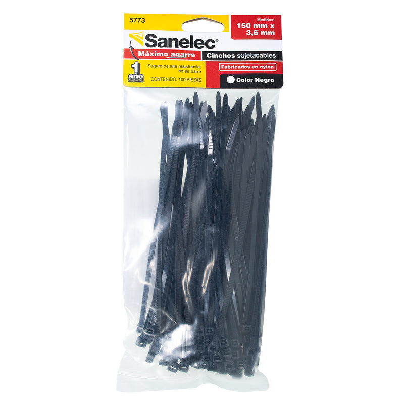 Cincho plastico 15cmx3.6mm Pack 100 Piezas Reforzado Negro