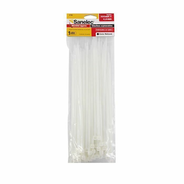 Cincho plastico 30cmx4.8mm bolsa con 50 pzas