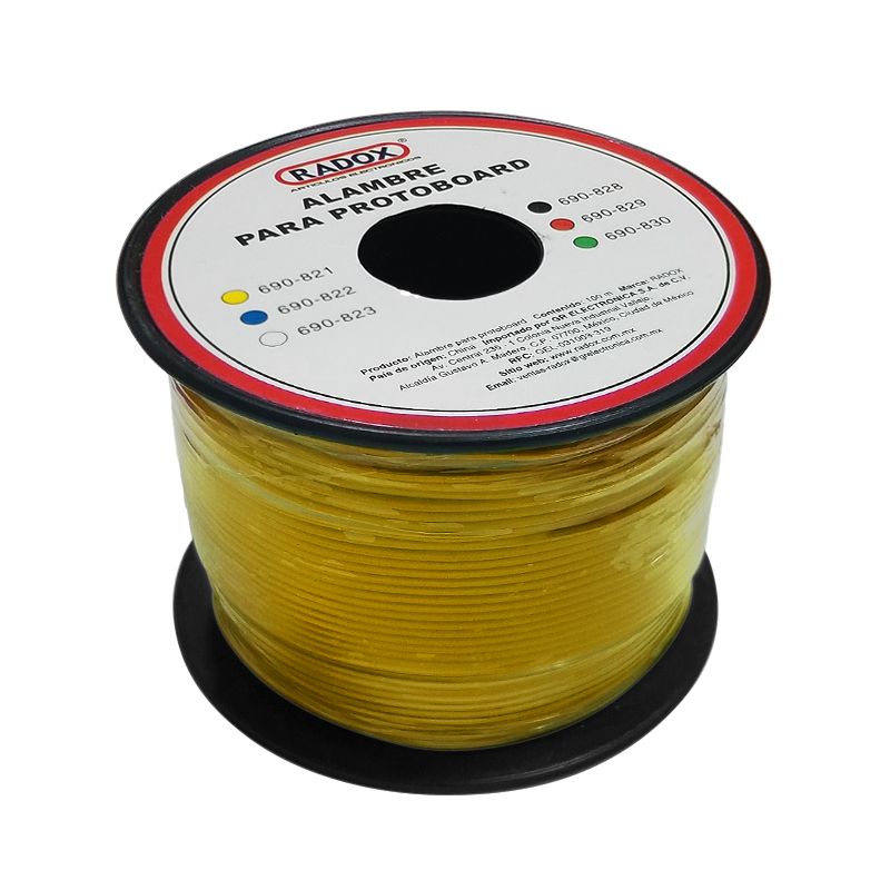 Rollo 100m Alambre Estañado Amarillo Cal. 24 Protoboard