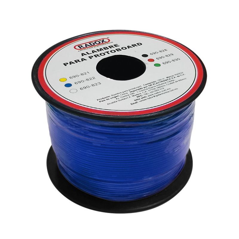 Rollo 100m Alambre Estañado Azul Cal. 24 Protoboard
