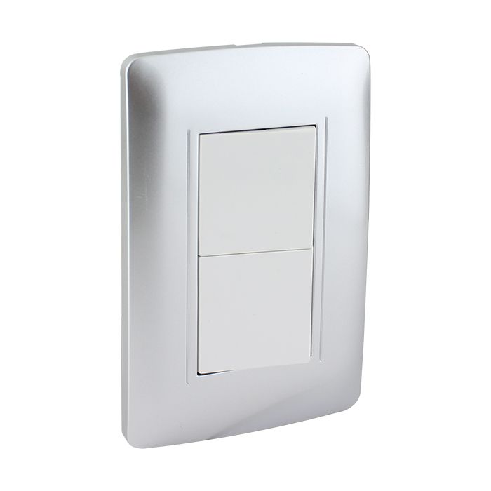 Placa Armada Doble Apagador Toscana Plata