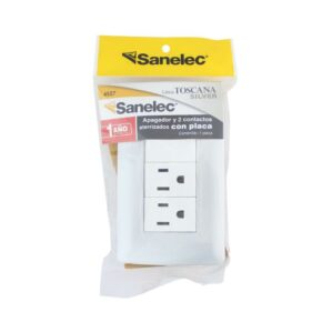 Placa Armada Apagador y Doble Contacto Toscana Plata