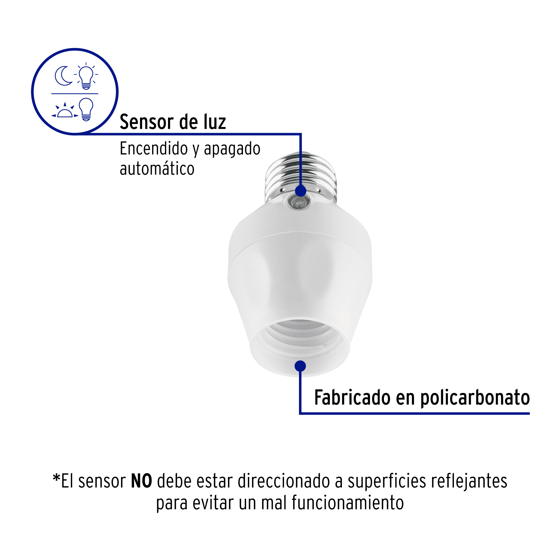 Portalampara Socket con Sensor de Luz para Foco Led Ahorrador Otros