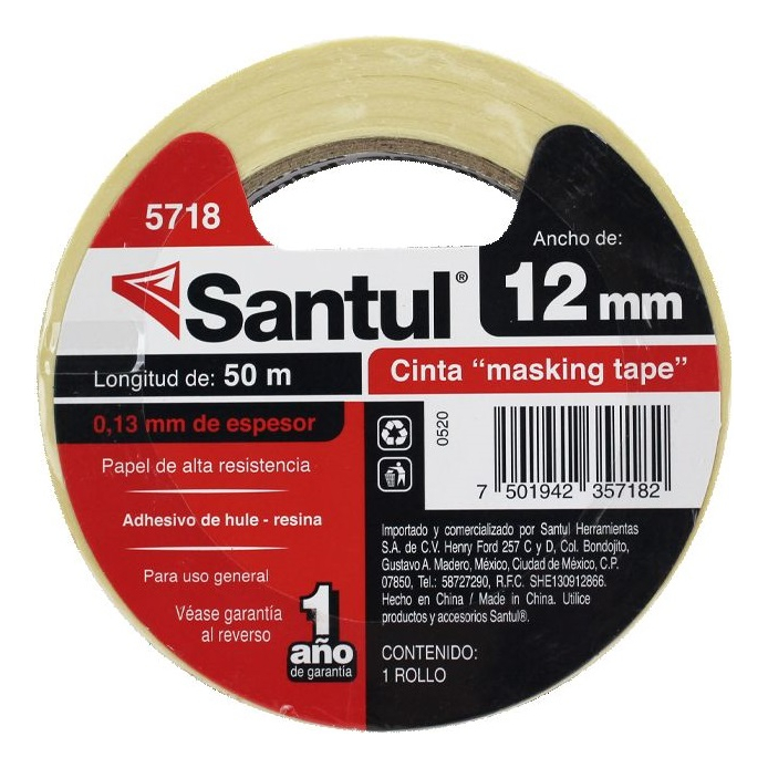 Cinta masking tape 1/2" de 50m