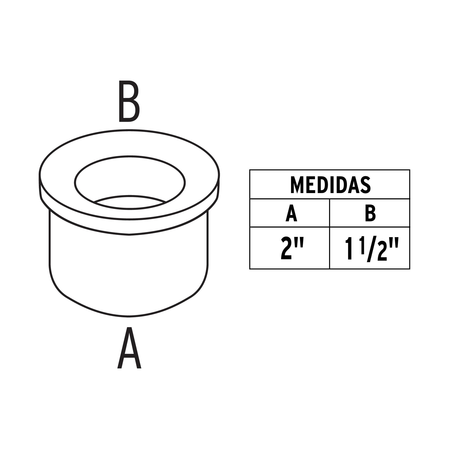 Chupon Fregadero de hule de 2" a 1-1/2"
