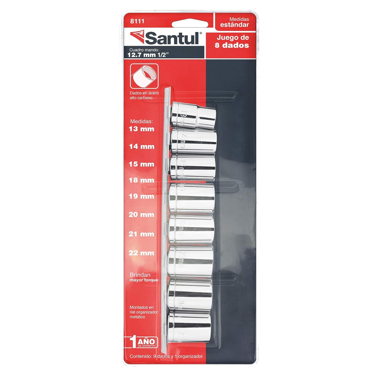 Juego de 8 dados milimetricos cuadro 1/2"