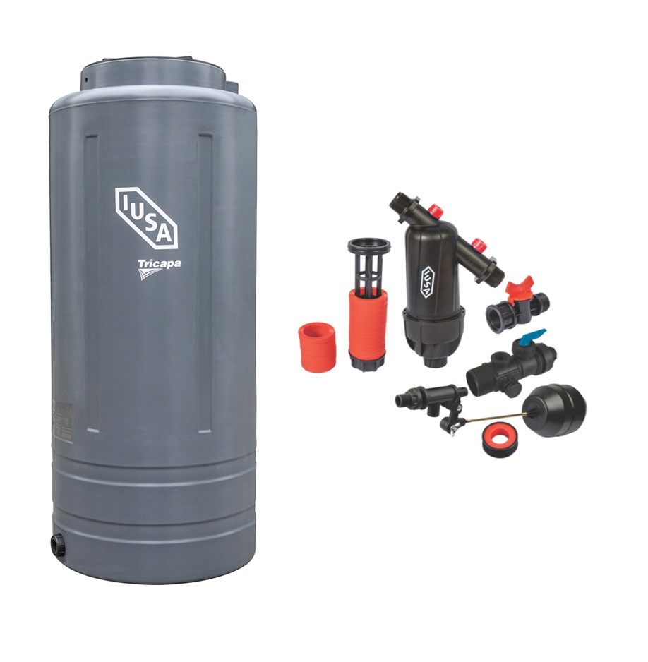 Tinaco Tricapa Vertical Gris con Accesorios de 800L iusa
