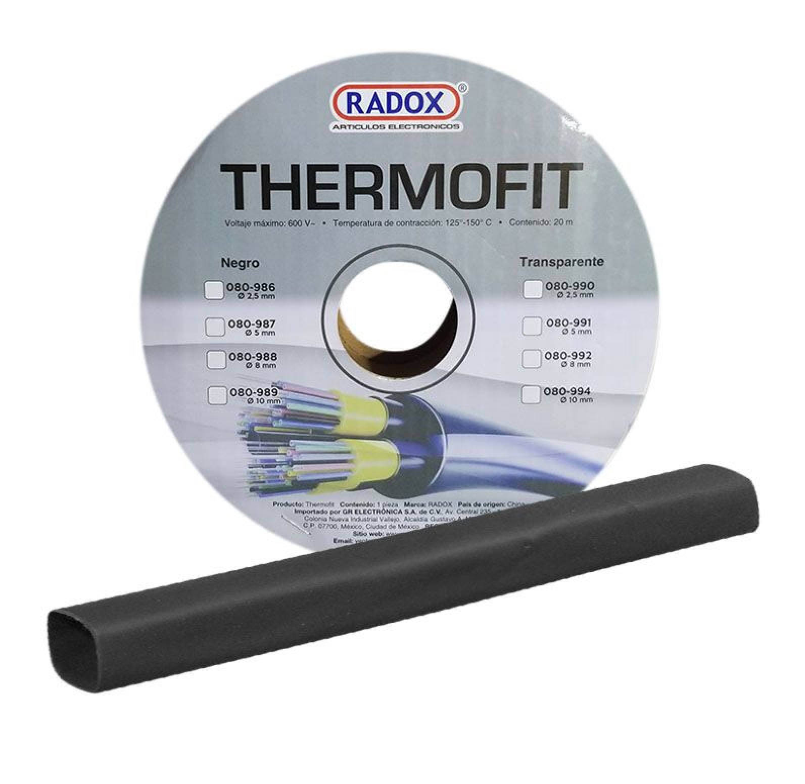 Rollo de 20m Thermofit de 3/16" 4.8mm Diametro Termocontractil