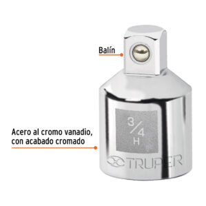 Adaptador para matraca de cuadro 3/4" a cuadro 1/2"