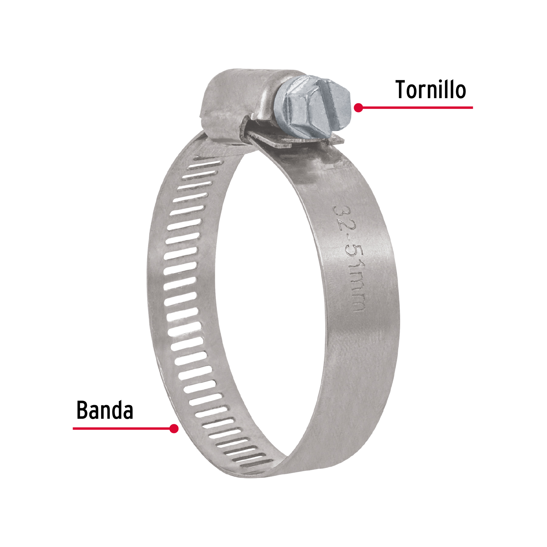 Pack 10 pzas Abrazadera sin fin reforzada de 1-1/2 - 2-1/4"