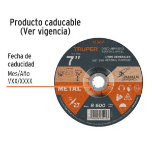 Disco para desbaste de metal diametro de 7"