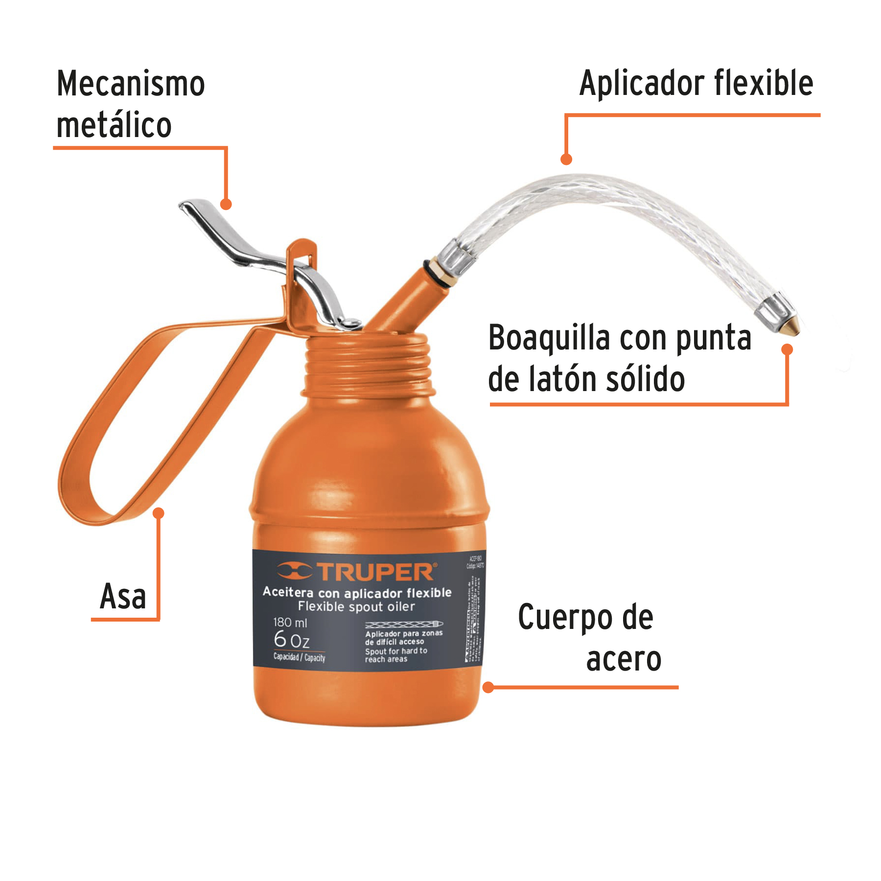 Aceitera de pipeta flexible de 180ml