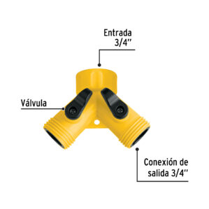 Conector "Y" para llave plastico Entrada 3/4" manguera Pretul
