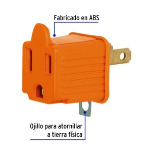 Adaptador Para Contacto Luz de 3 a 2 Naranja Volteck