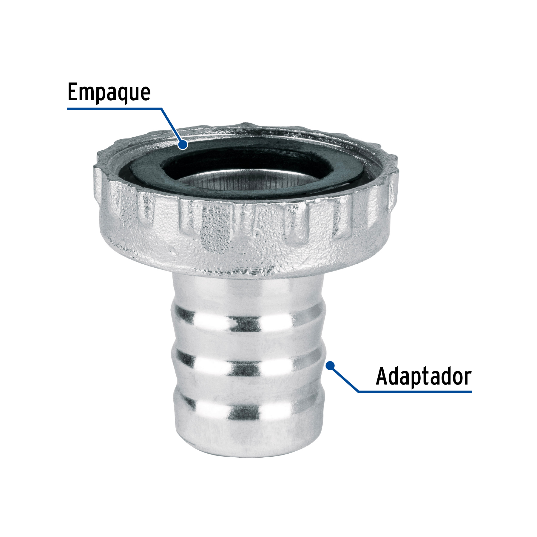 Adaptador metalico 1/2" para manguera, Foset