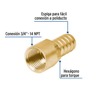 Adaptador para poliducto, 3/4", hembra