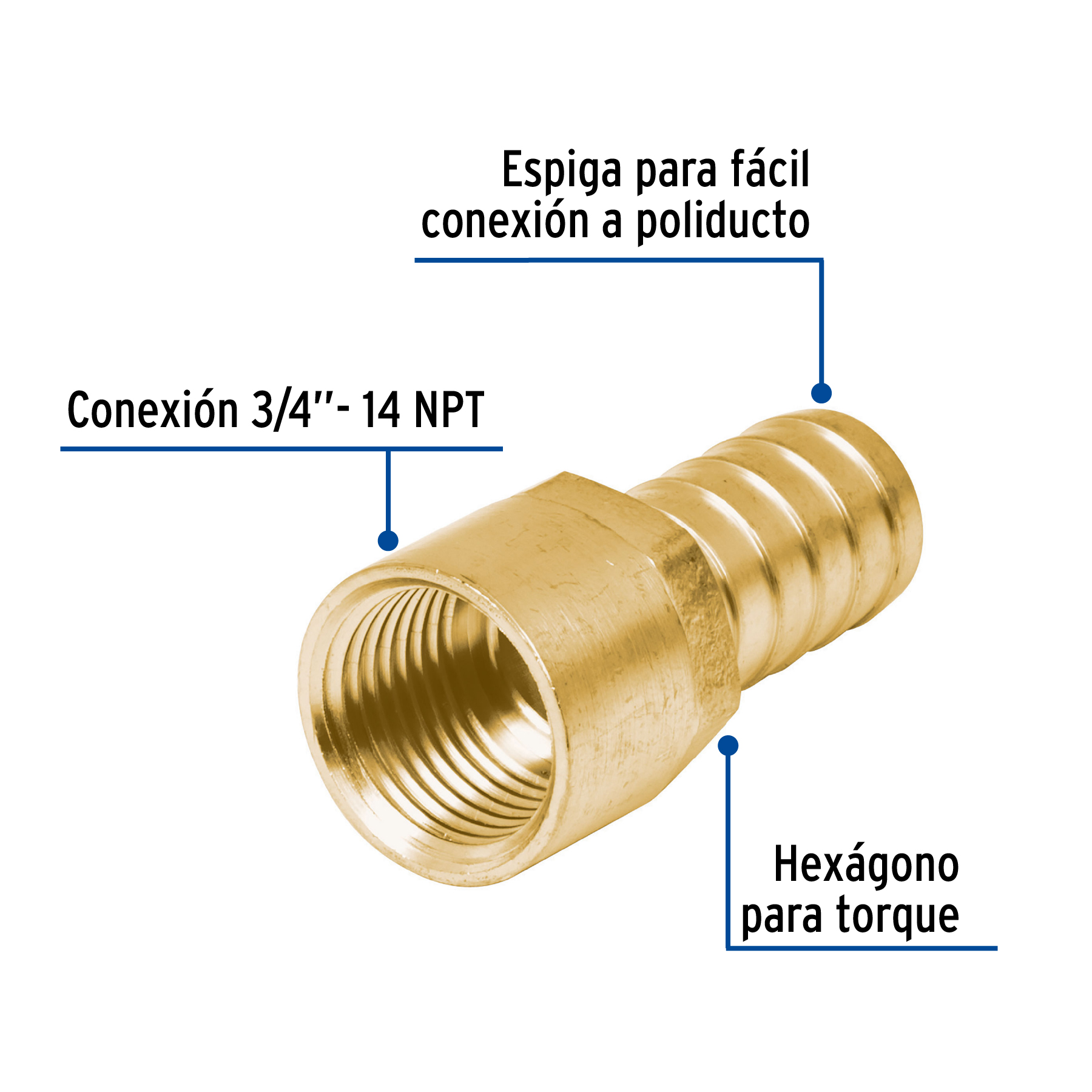 Adaptador para poliducto, 3/4", hembra