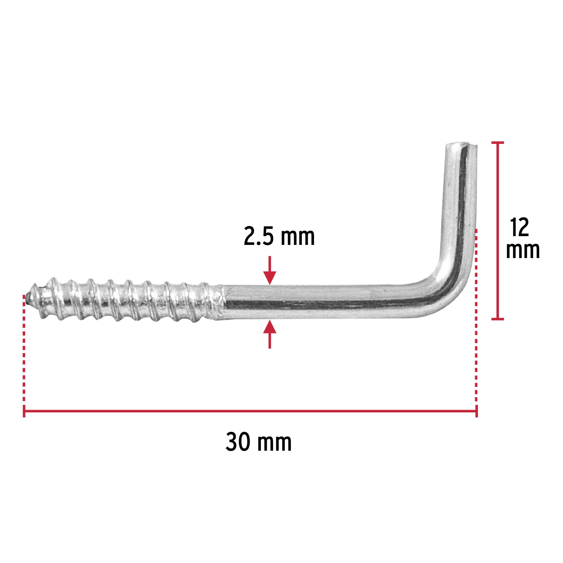 Alcayata roscada 16x20 bolsa con 144 piezas