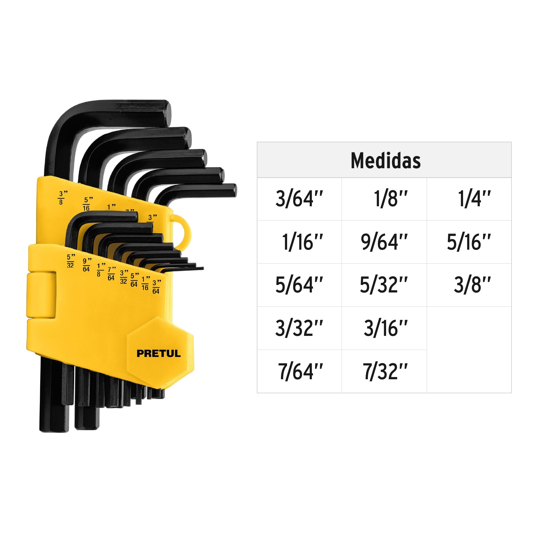 Juego de 13 llaves Allen standard con organizador, Pretul