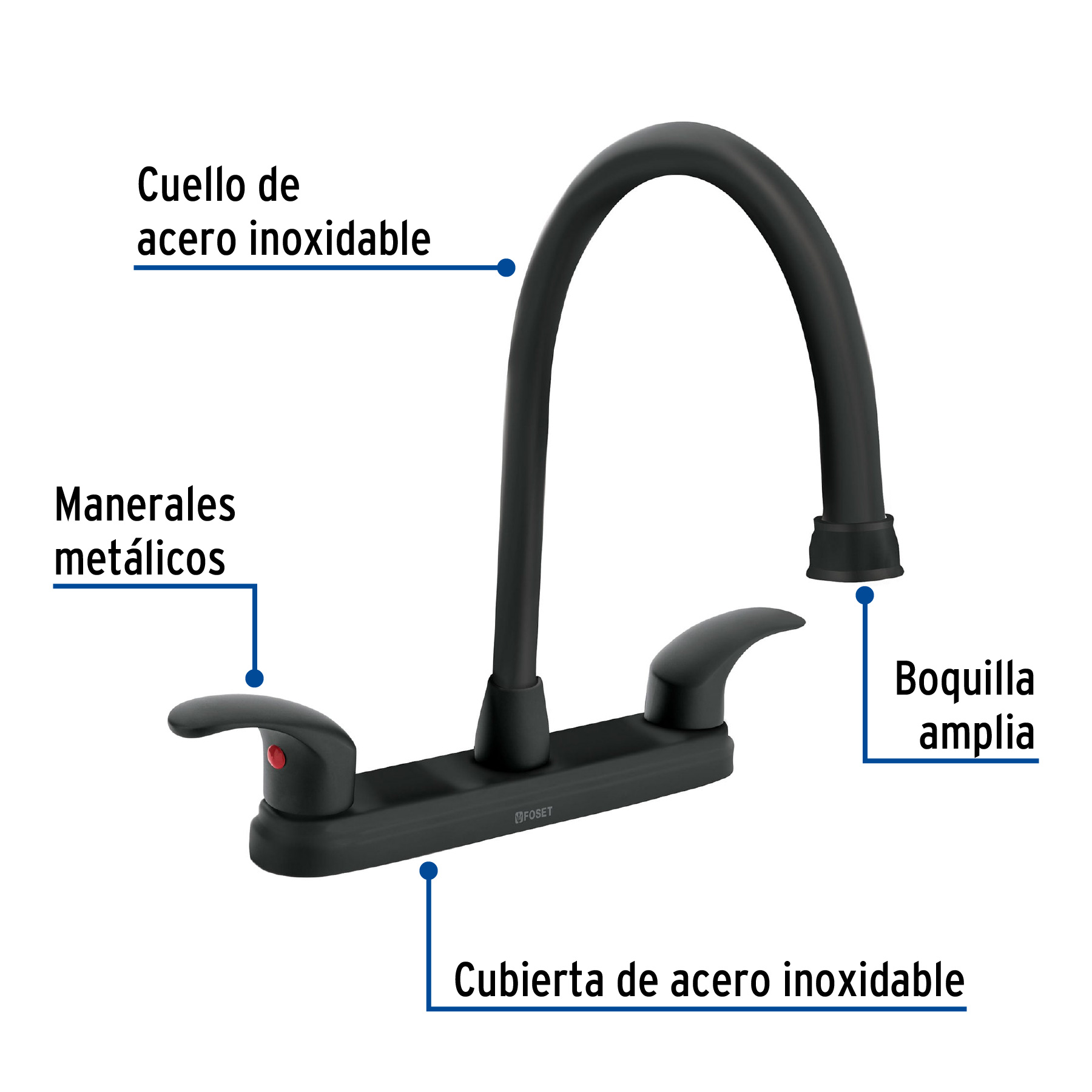 Mezcladora para fregadero de Palanca Negro