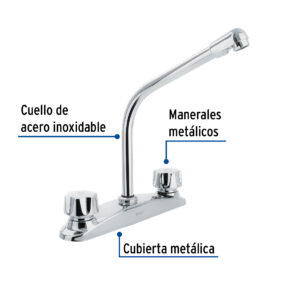 Mezcladora para fregadero Cuello Cobra 8" Cuerpo de Laton