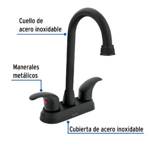 Mezcladora lavabo palanca cuello tipo bar Negro