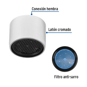 Aireador ahorrador para cuello de mezcladora tarja hembra