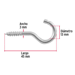 Armella abierta 19 x 60 bolsa con 144 pzas
