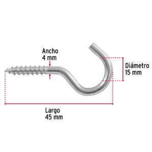 Armella abierta 20 x 70 bolsa con 144 pzas