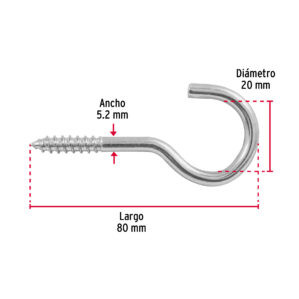 Armella abierta 23 x 110 bolsa con 72 pzas