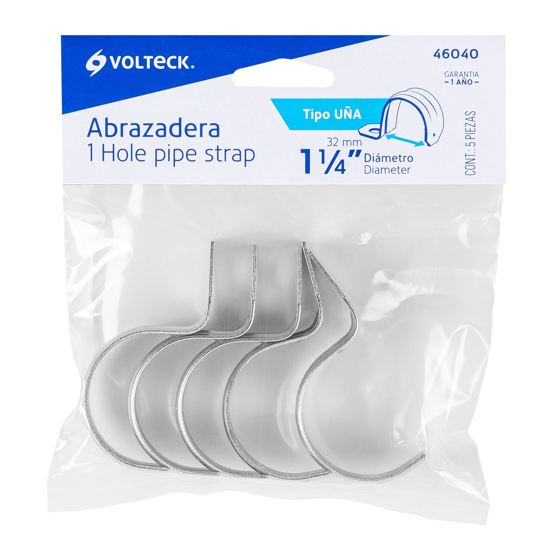 Pack de 5 Abrazaderas Uña 1-1/4"