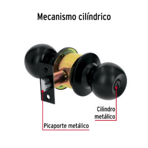 Cerradura en Negro Esfera Cilindrico Recamara Hermex Basic