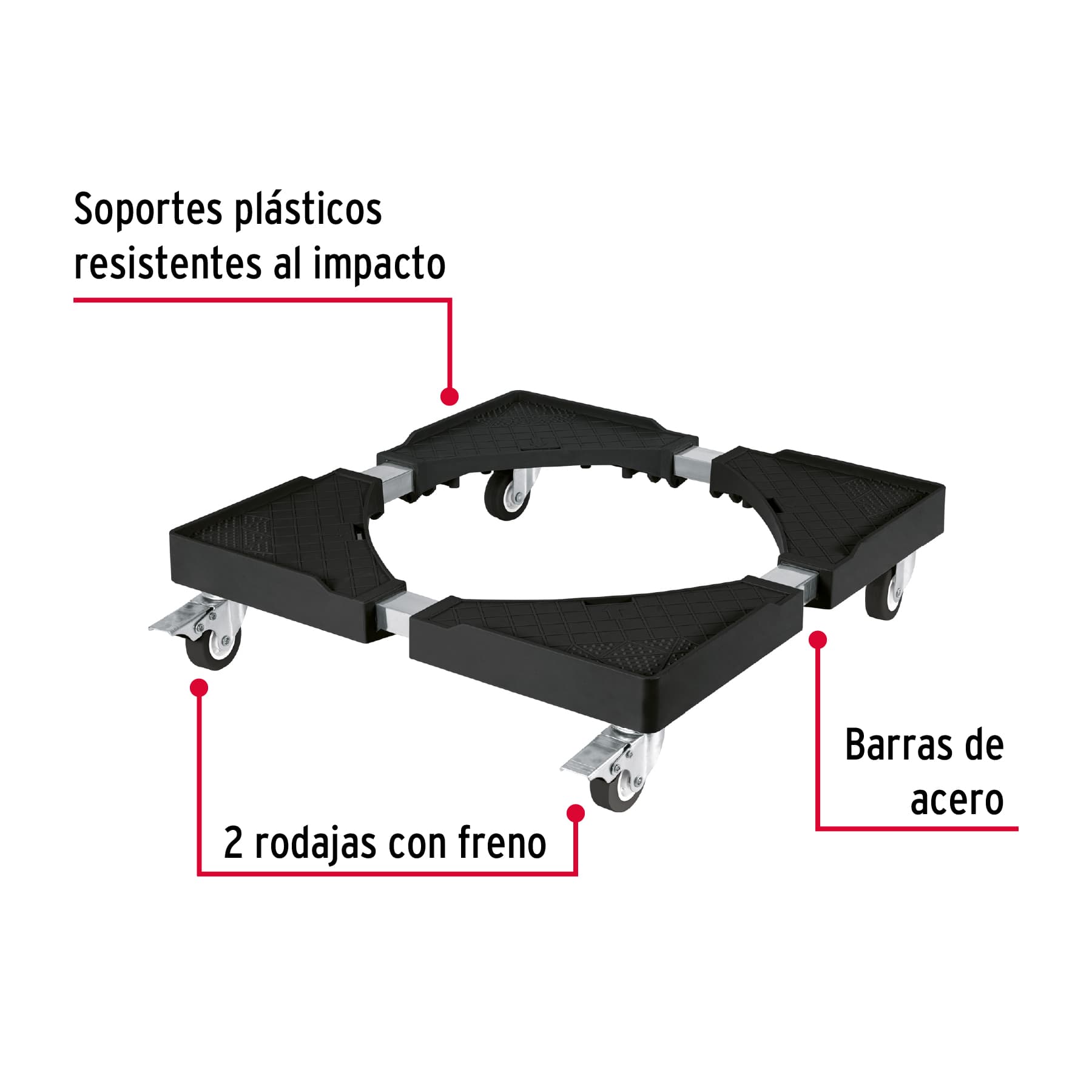 Base con ruedas ajustable para transporte muebles linea blanca