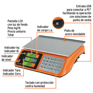 Bascula Electronica 40kg USB Punto de Venta