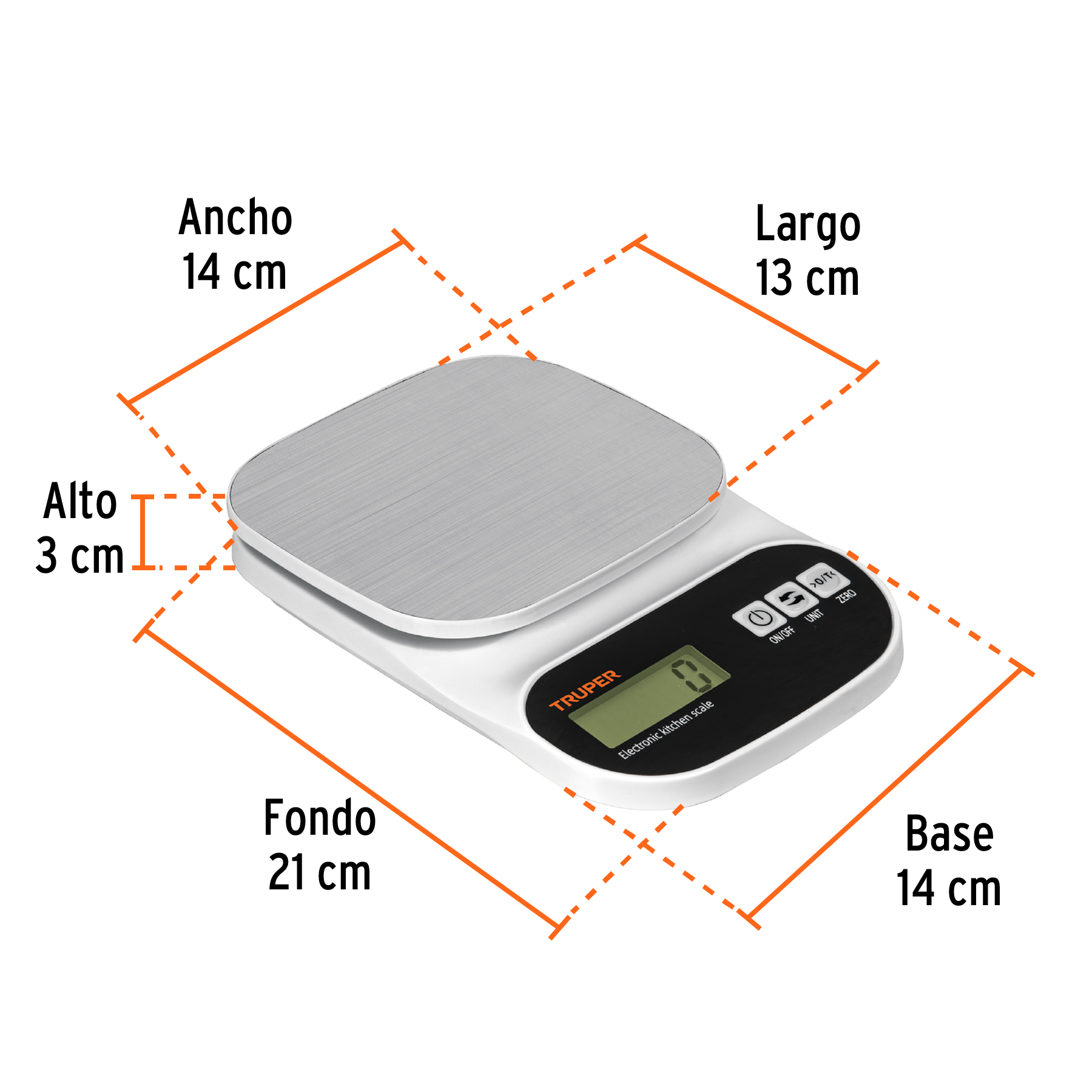 Bascula digital para cocina plato de acero inoxidable 5kg