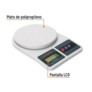 Bascula digital base plastica para cocina capacidad 5kg