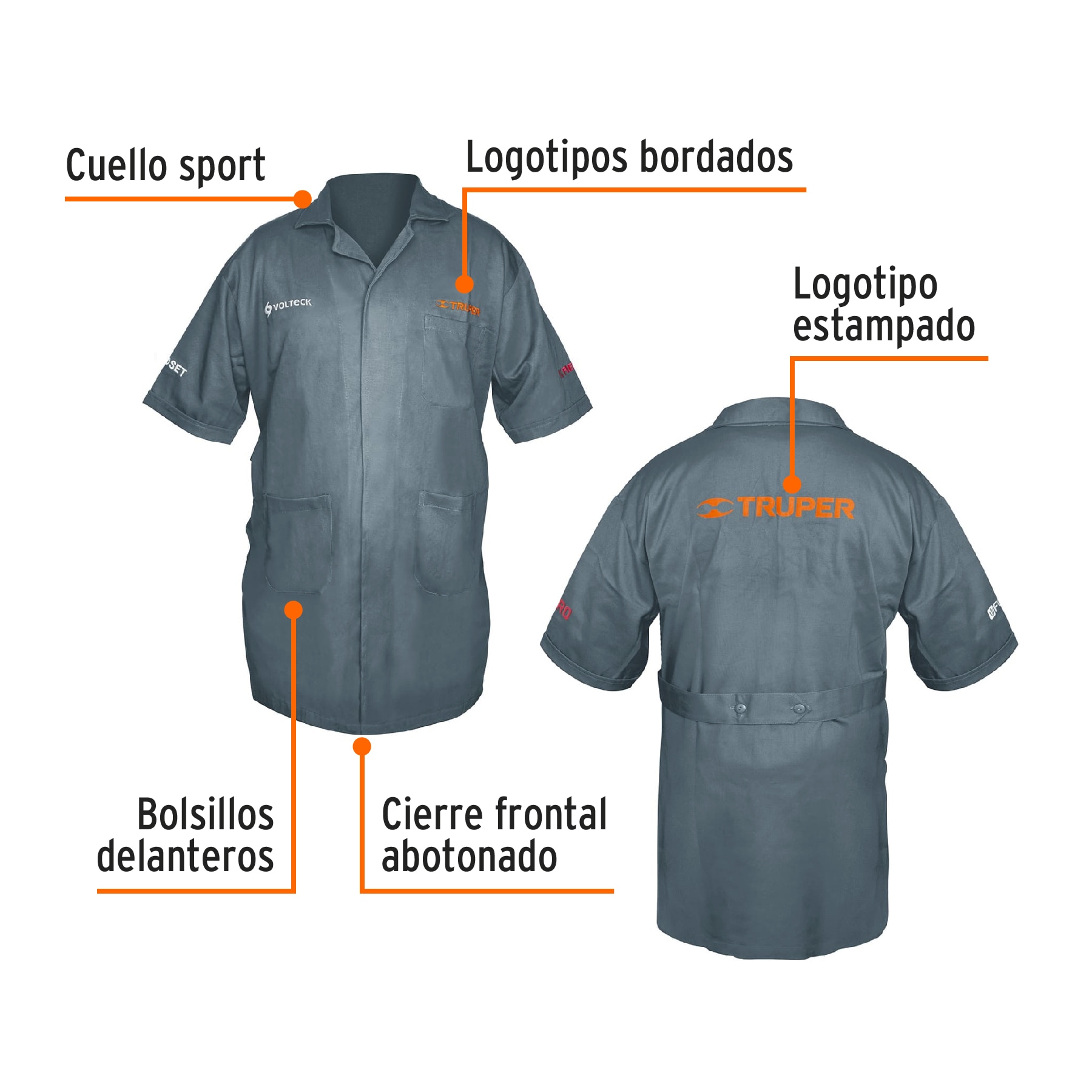 Bata bordada Truper talla 44