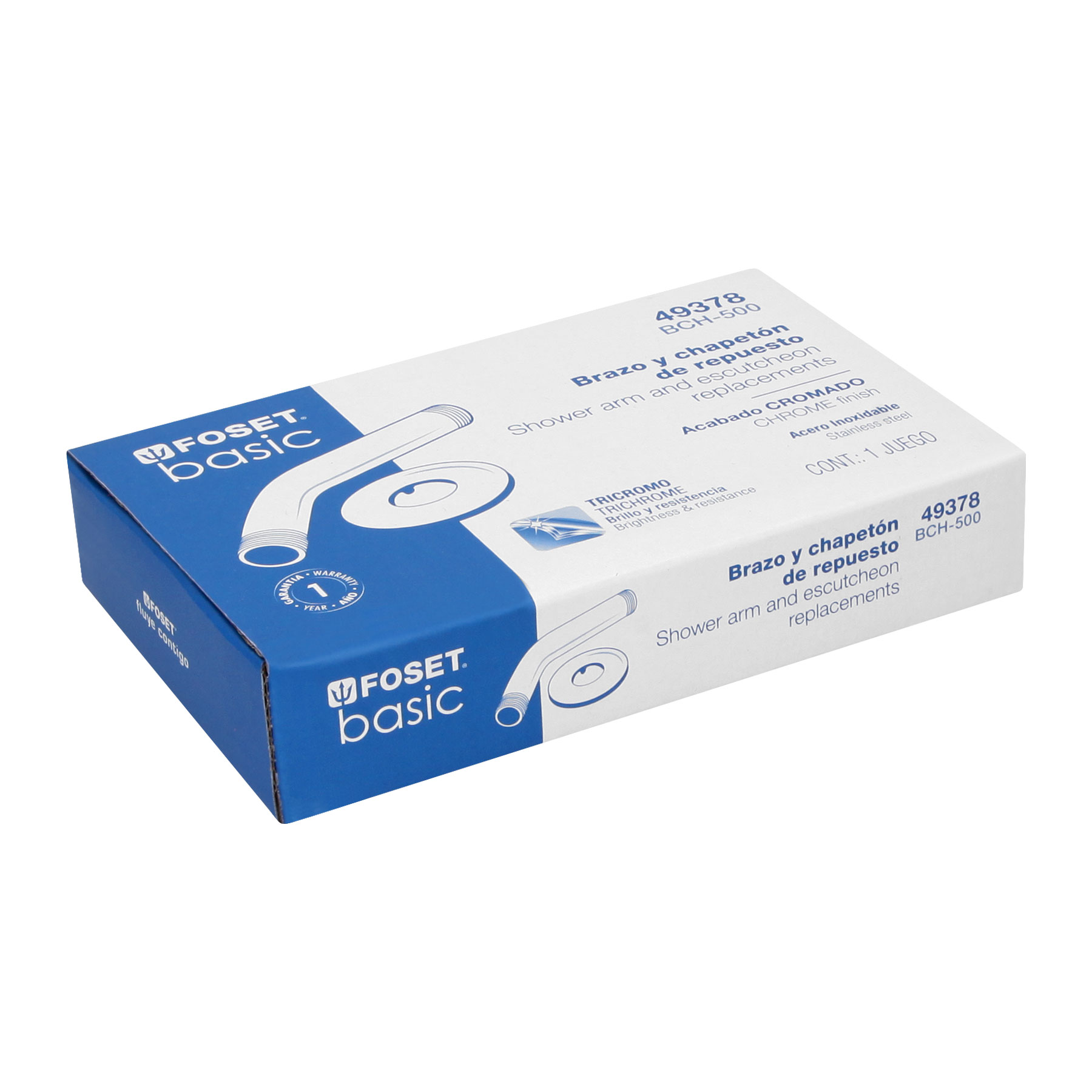 Brazo y chapeton para regaderas acero inoxidable