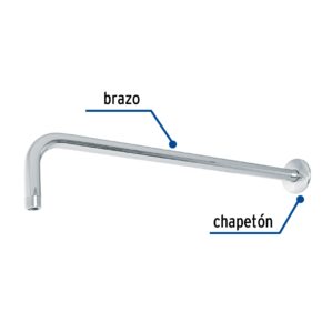 Brazo recto 50cm con chapeton para regadera Cromo Foset