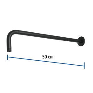 Brazo recto 50cm con chapeton para regadera Negro Mate