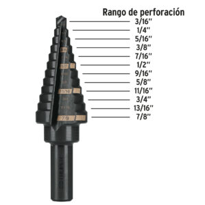 Broca Escalonada de 3/16" a 7/8" para Metal