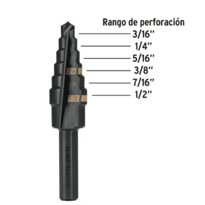 Broca Escalonada de 3/16" a 1/2" para Metal