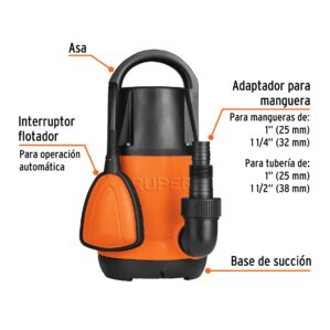 Bomba sumergible plastica para agua limpia 1hp