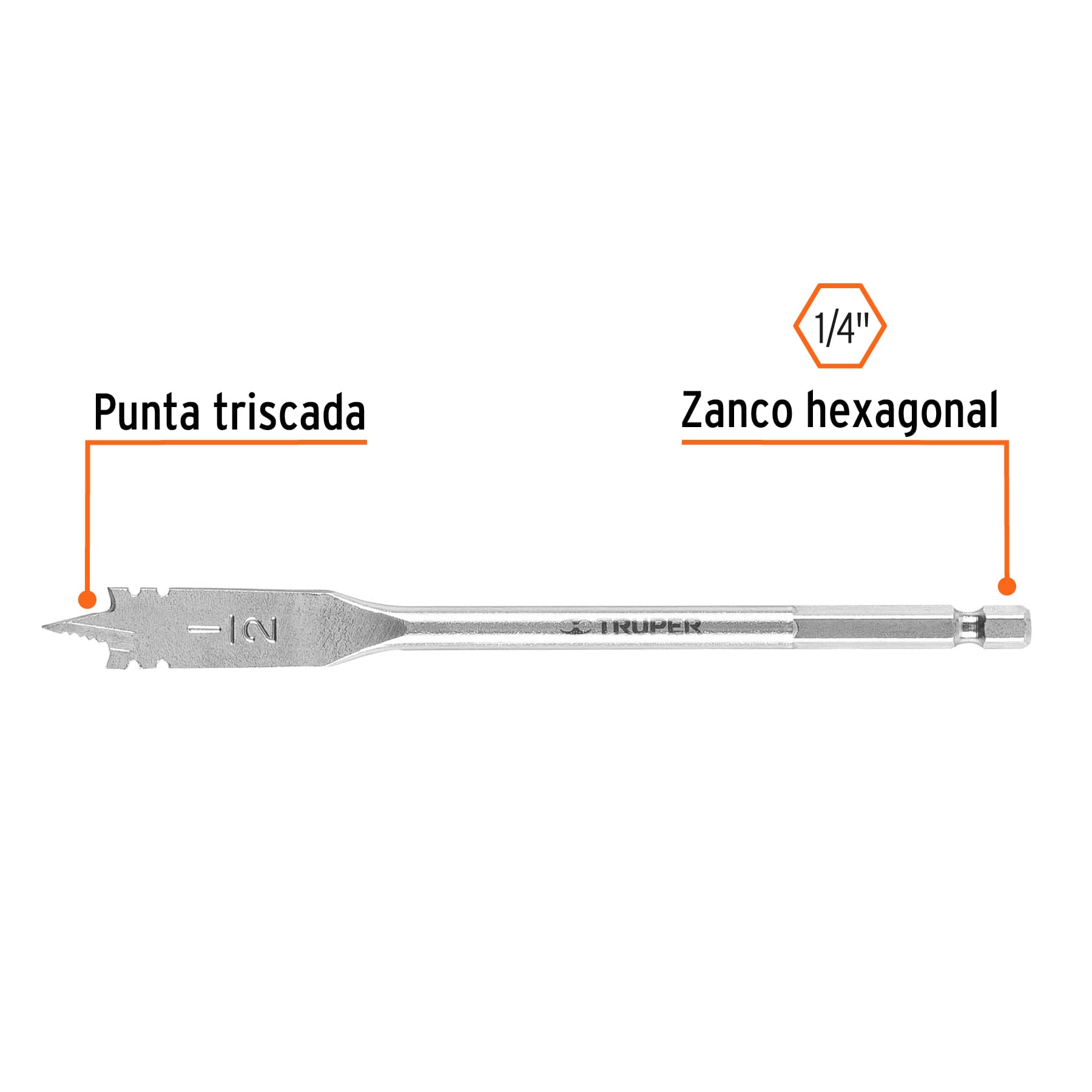 Broca plana de manita 1/2" Truper