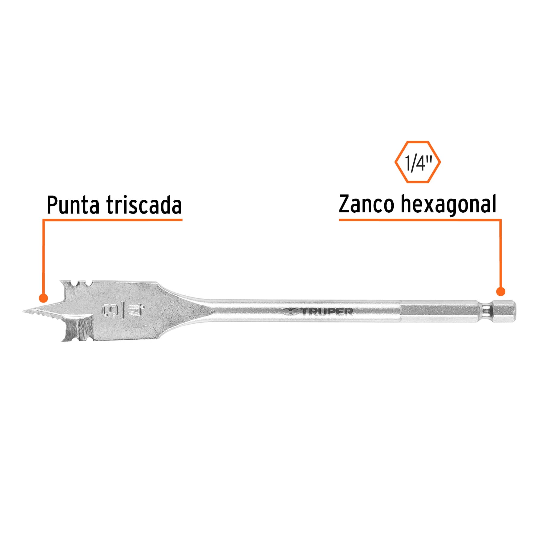 Broca plana de manita 3/4" Truper