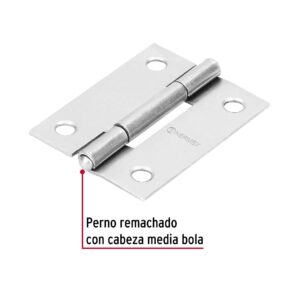 Bisagra rectangular 2" x 1-1/2" acero pulido