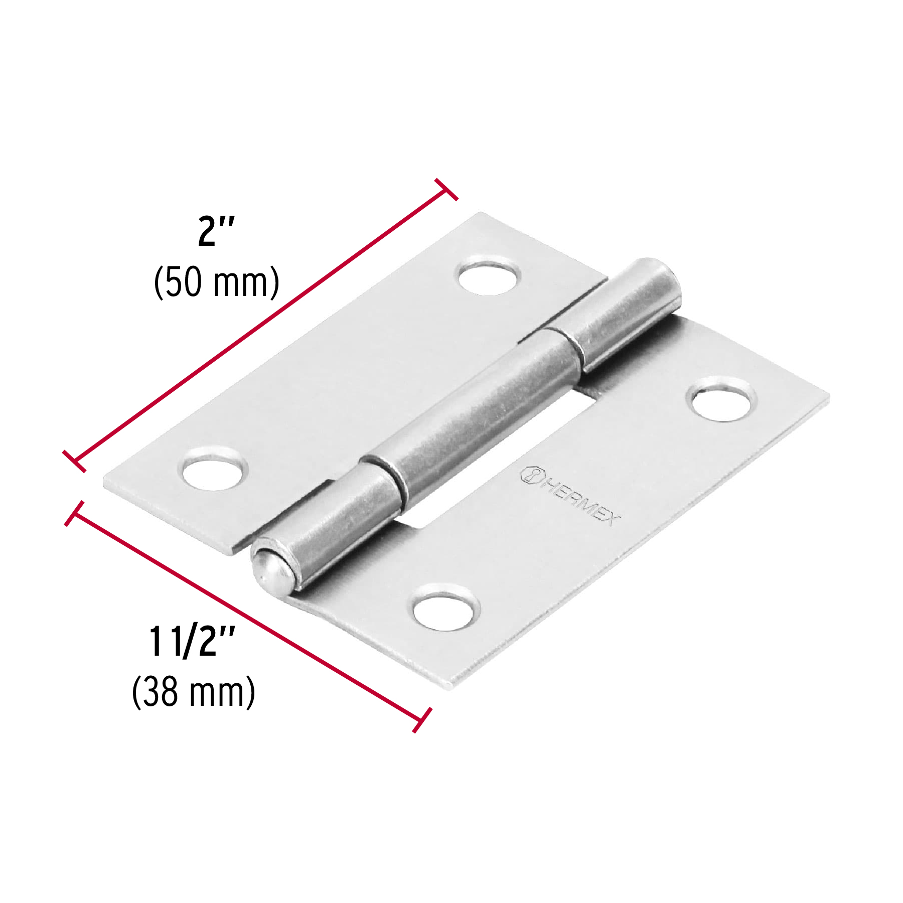 Bisagra rectangular 2" x 1-1/2" acero pulido